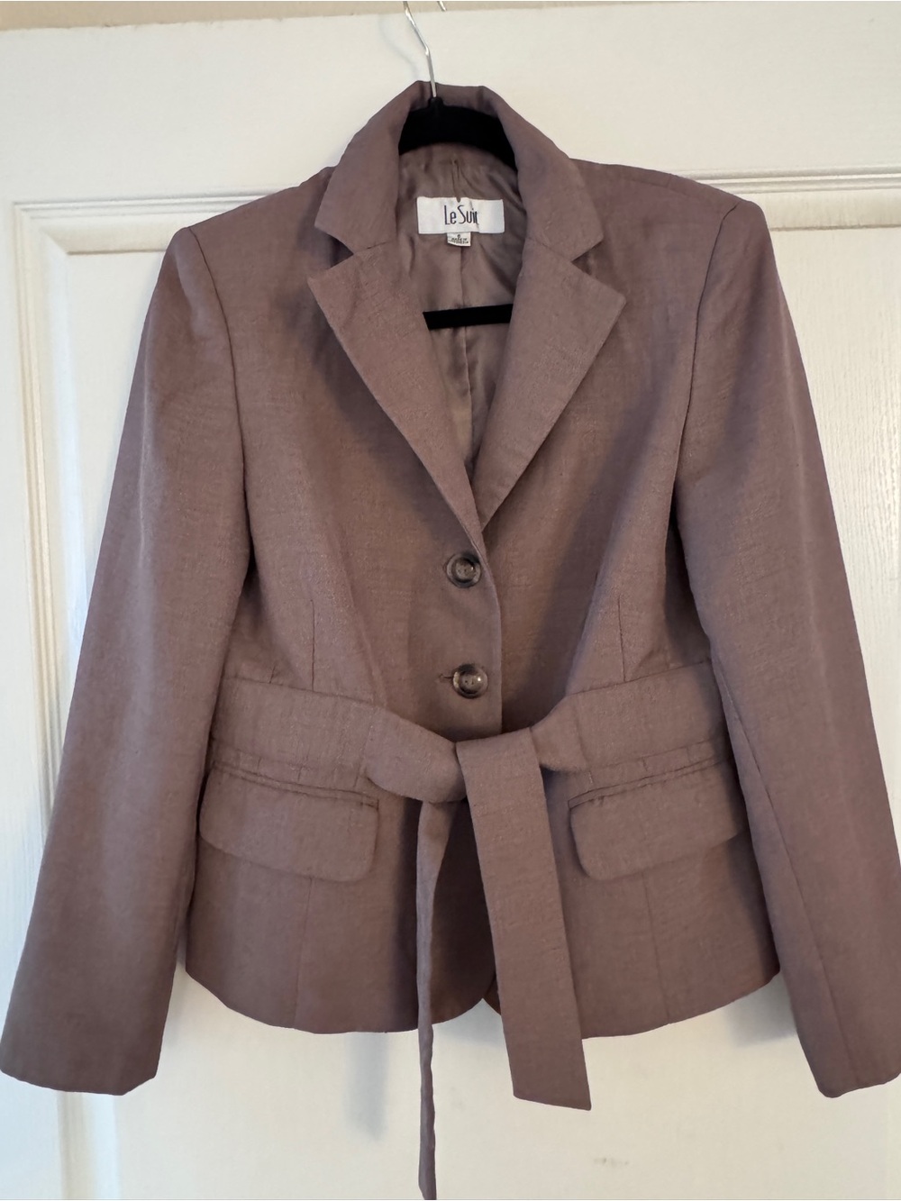 Vintage Le Suit Taupe/Brown Belted Blazer Jacket